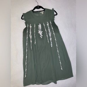 Green floral babydoll dress